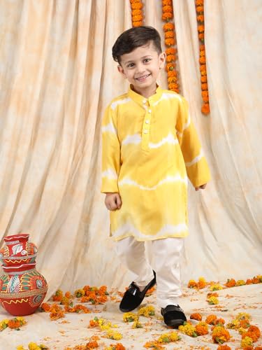 Image of POLKA TOTS Boys Cotton Ethnic Kurta Pajama Set with Attached Koti | Ethnic Motif Wear Kids Kurta Pyjama for Boys & Toddlers | Traditional Dress for Weddings & Festivals | Festive Jubba Set for Babies