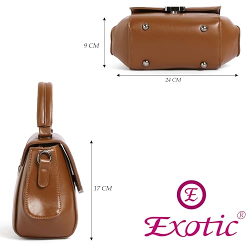 Image of EXOTIC Premium H-Lock Sling & Hand Bag for Women | PU Leather Crossbody with Magnetic Lock, Adjustable Strap & Top Handle | Ideal for Office, Travel & Daily Use