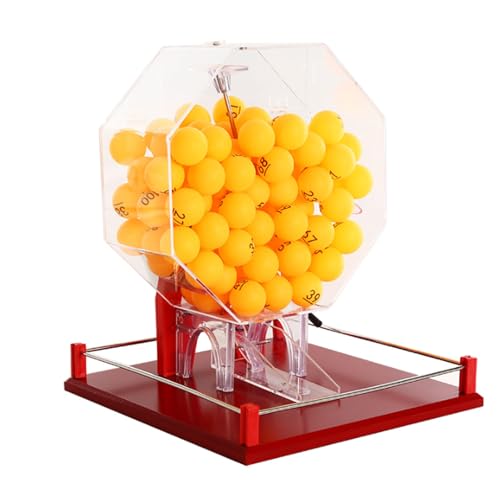 LNQKJXIIA Máquina de lotería Manual con 1-50 Bolas, Tambor de rifa for Bares, karaokes, Fiestas Familiares y al Aire Libre.(Red 1)