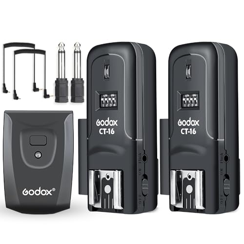 Godox CT-16 Wireless Radio Flash Trigger (1x Transmitter + 2X Receiver) Kit,Compatible for Canon Nikon Sony Pentax DSLR Camera