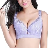 Necalisi büstenhebe Damen Lila Spitzen BH Buegel Bralette Damen Spitze Bustier Abnehmbare Gepolstert Nicht Abnehmbarer Schulterriemen Unterwäsche Damen BH Push up 100F