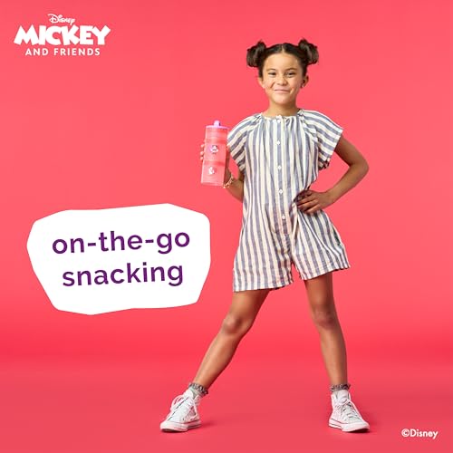 Image of Whiskware Disney Stackable Snack Containers for Kids and Toddlers, 3 Stackable Snack Cups for School and Travel, Minnie and Daisy