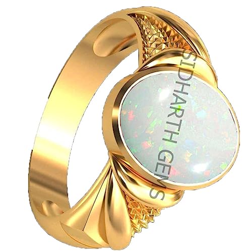 Bague opale blanche australienne naturelle 14 carats bague Panchdhatu - 2