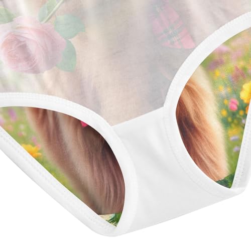 Colorful Flower Highland Cow Toddler Girl Undies, Underwear Girls, 2T–8 Years4