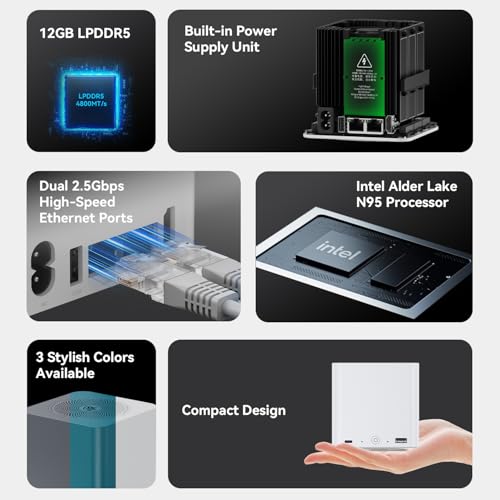 Beelink ME Mini PC, Desktop NAS Intel N95 12 GB LPDDR5 64 GB eMMC, 6 x M.2 SSD-slots, Dual 2,5 G LAN, WiFi 6, BT5.2, Windows 11 Home bestandsserver/NAS-opslag/netwerkopslag - Afbeelding 4