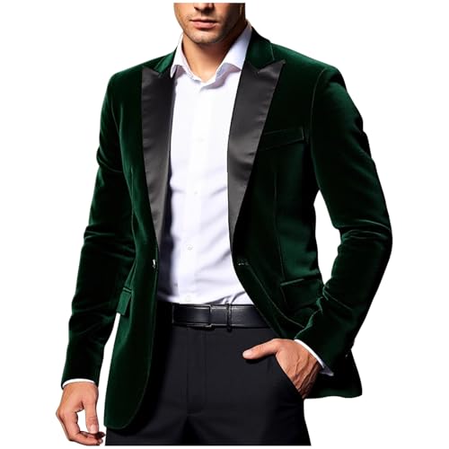 Xiaojmake Men's Velvet Suits Jacket Slim Fit Shawl Lapel Tuxedo Blazer Tuxedo Coat Stylish Groomsmen Casual Wedding Suit