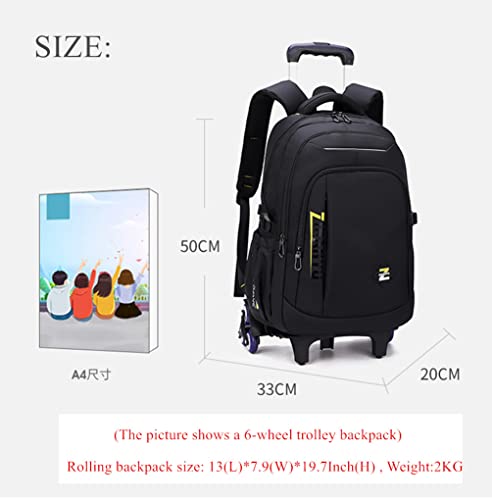 EKUIZAI Solid Color Trolley Backpack Schoolbag for Middle School Students Elementary Rolling Bag Daypack for Teen Boys2