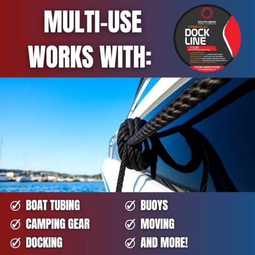 Image of South Bend Rope Double Braid Nylon Dock Line w /Eye Splice