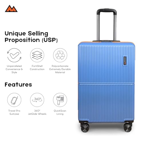 Image of Move-Meant Cabin Glide Small 55Cm Suitcase 8 Wheels Number Lock Poly Carbonate MAT. Blue Trolley Bag for Men & Women | 360 Degree Wheeling System Luggage | Trolley Bags for Travel