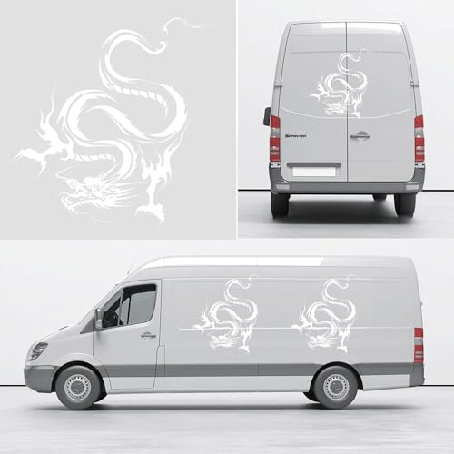 Image of Dragon Graphic Car Hood Sticker Self-Adhesive Vinyl Graphics Decals 19.69'' x 14.57'', White
