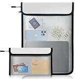 Fireproof Waterproof Document Bag - 2000℉ Protection, Upgraded Two Pockets, Reflective Strips | 2 Sizes (5x8in & 11x15in) | Certified Fire Safe Bag for Cash, Passports & Legal Files