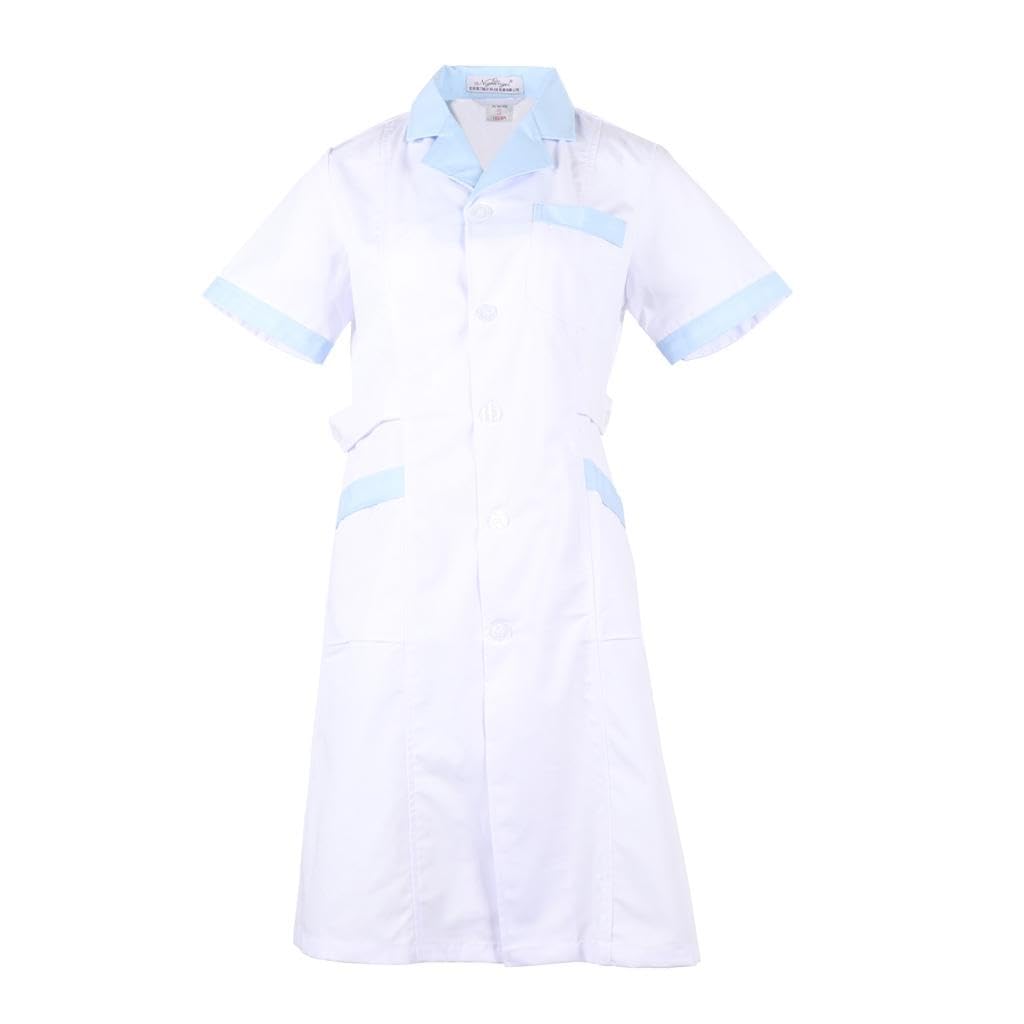 myaddiction Women Scrubs Lab Coat Nurse Doctor Uniform Lapel Neck S White Clothing Shoes & Accessories | Uniforms & Work Clothing | Lab Coats-picture-50