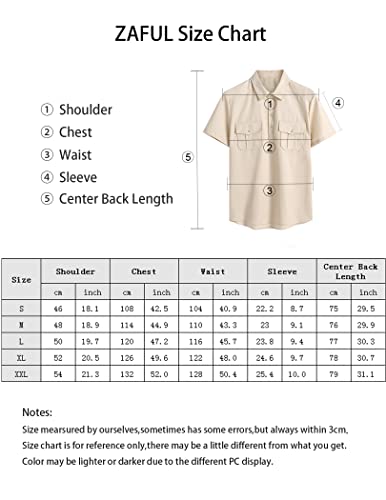 Zaful Men Short Sleeve Button Down Shirts Casual Lightweight Cargo Camp Shirt With Pockets Beige Xl #TOP6