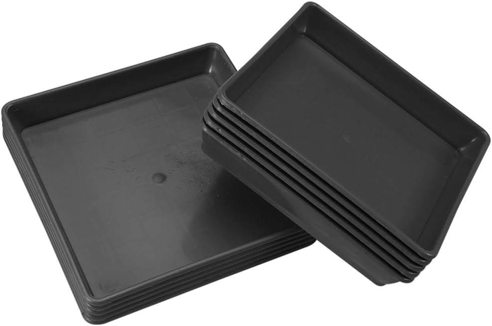 HANABASS 10pcs Plastic Plant Saucer Trays Square Flowerpot Drip Plates for Use Black Prevents Water Leakage Easy to Move Pots for Pot Types
