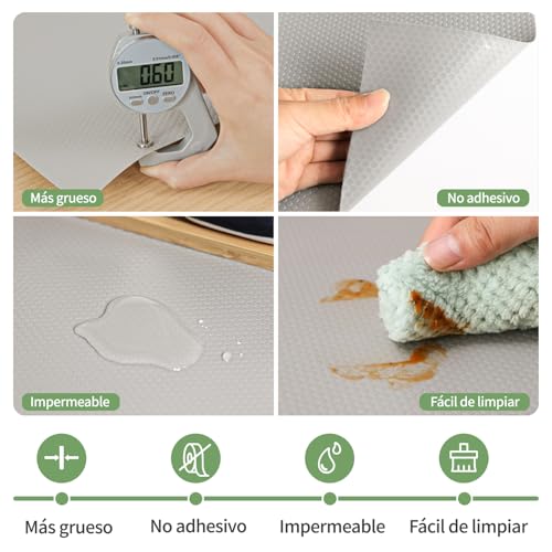 Miniatura 2 de Wohomuke Alfombrilla Para Cajón 50x600cm Protector Cajones Cocina Eva Plastico Protector Para Muebles 50cmx6m,Gris Claro