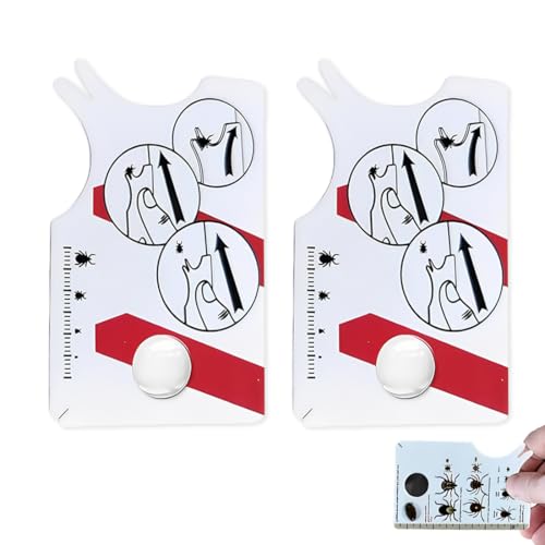 Juguta 2 tarjetas de garrapatas, tarjeta de captura de garrapatas con lupa, recogegarrapatas para mascotas, tabla de escala de garrapatas, herramienta de captura de garrapatas para mascotas, adecuada