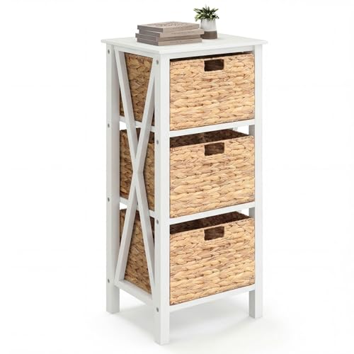 Giantex 3-Tier Wicker Baskets Nightstand