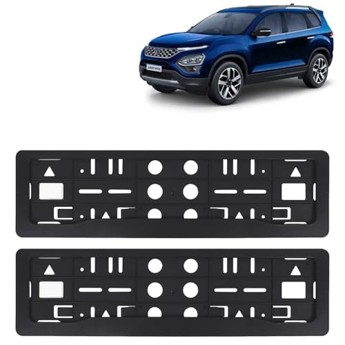 Image of KINGSWAY Safari Car Number Plate Frames for All 2021 to 2023 Models of Tata Car Registration Plate Holders, Black Licence Plate Covers (Front and Rear), Universal Size 51.5 x 14.5 cm