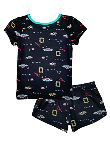 FRIENDS Girls' 2pc Central Perk Pajama Set, Black, 82