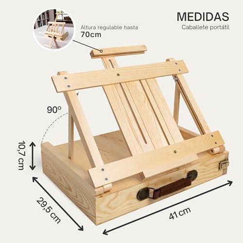 Kit Pintura Acrílica 34 Piezas Caballete Maletín Madera Portátil 24 Tubos 12 ml Colores Vivos Lienzo 24x30 cm 6 Pinceles Espátula Paleta Set Completo Adultos Niños Principiantes Arte Regalo Creativo - imagen 6