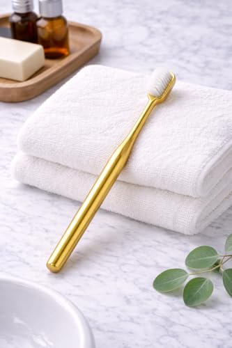 Image of Premium Toothbrush for Adults and Children - Soft Bristle Metal Toothbrushes, Reusable Minimalist Design, Durable Luxury Oral Care Travel Bathroom Essentials