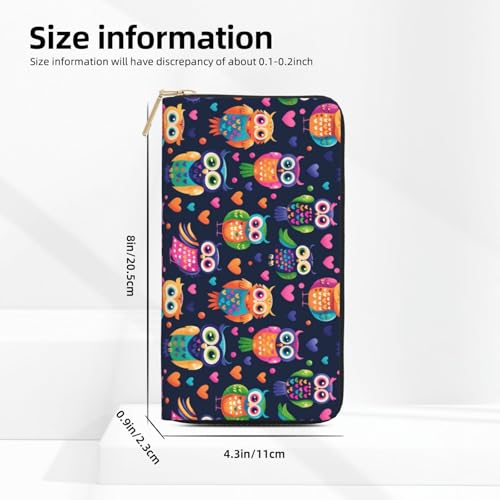 Cartoon Cute Owl Print Wallet Women Men, Long PU Leather Wallets for Women, Cute Womens Travel Wallet Purse Pouch with Zipper Pocket3