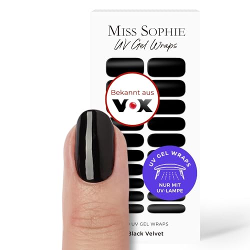 Original Miss Sophie UV Gel Nagelfolien Black Velvet UV I 20 UV Gel Nagellack-Streifen einfarbig I Für Finger- & Fußnägel