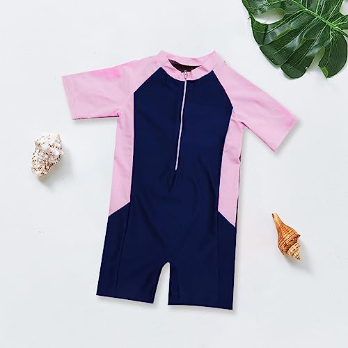 Kids One 𝗣iece Swimsuit Shirts Rash Guard Short Sleeve Zipper Bathing Suits Boys Girls Beach Swimming Tops Clothes2