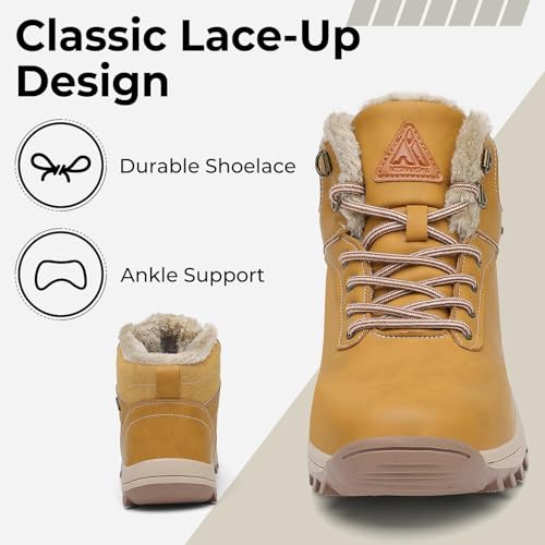 Mishansha Winter Boots for Women Water Resistant Snow Boot Womens Warm Lined Non-Slip Hiking Shoes3
