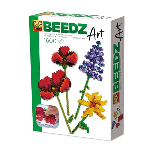 SES Creative 06025 Beedz Art Mini Bouquet de Fleurs - Crée des Fleurs 3D avec du Ruban et des Perles à Repasser - Inclut Plaque et 1600 Perles