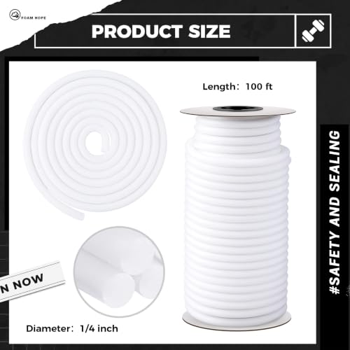 Image of MotiMind Foam Backer Rod for Gaps Joints,1 /4 Inch x 100 Ft,White,1 Roll | Caulk Saver Concrete Crack Filler, Weather Stripping Seal, Door Window Insulation, Backing Rod Expansion Joints