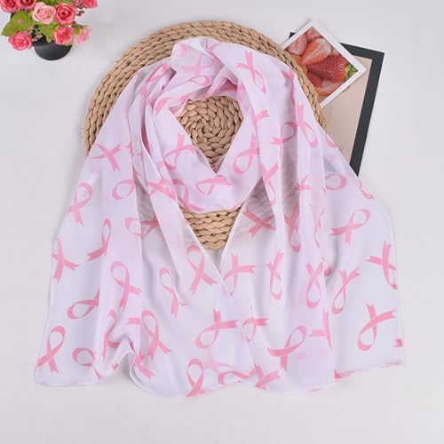Women's Pink Ribbon Breast Cancer Symbol Scarf,Women's Lightweight Soft Sheer Ribbon Silk Feeling Scarfs,Saint Patricks Day Scarf,Breast Cancer Awareness Scarves4