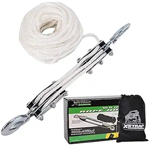 XSTRAP Heavy-Duty 2,000 LB Breaking Strength 50 FT Rope Hoist (White)