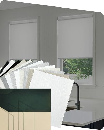 Yoolax No Drill Motorized Blinds with Remote, Blackout Smart Blinds for Windows Motorized Roller Shades, Automatic Window Shades for Bedroom Living Room, Fabric Sample (Multicolor)