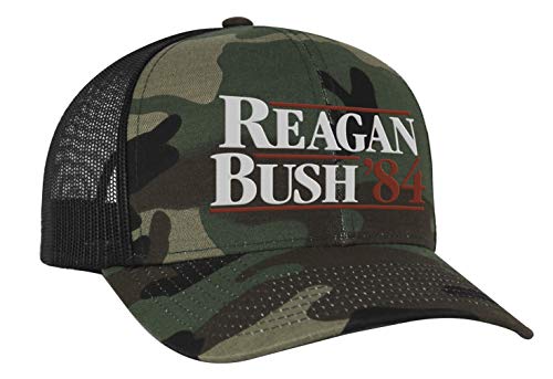 Trenz Shirt Company Reagan Bush 84 Campaign Adult Trucker Hat-Army Camo/Black