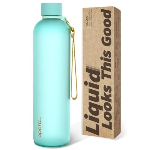 Opard Slim Water Bottle 32oz, Dishwasher Safe Plastic Water Bottle BPA-Free, Leakproof Screw Top,Aqua Green, Reusable for Travel School Sport Gym Hiking