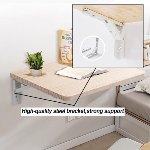 Floating Wall Mounted Folding Table with Drop Leaf for JNHWll Spaces Wood Work Bench with Bracket for Laundry Room Home Office Bar 20x40cm/8x16in
