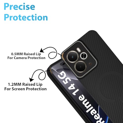 Image of LIRAMARK Rugged Carbon Fibre TPU Armor Silicone Back Cover Case for Realme 14 5G