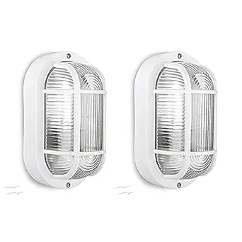 Set of 2 PVC Waterproof Bulkhead Wall Outdoor Bulkhead Wall Light for Offices/Home Uses (Bulb Not Included) (20X10X9 cm) Corded Electric