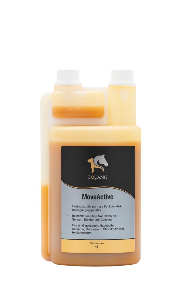 Equanis MoveActive | 2 x 1 L | Glucosamina líquida y MSM para caballos | El alimento complementario puede ayudar a reducir las molestias articulares en los caballos