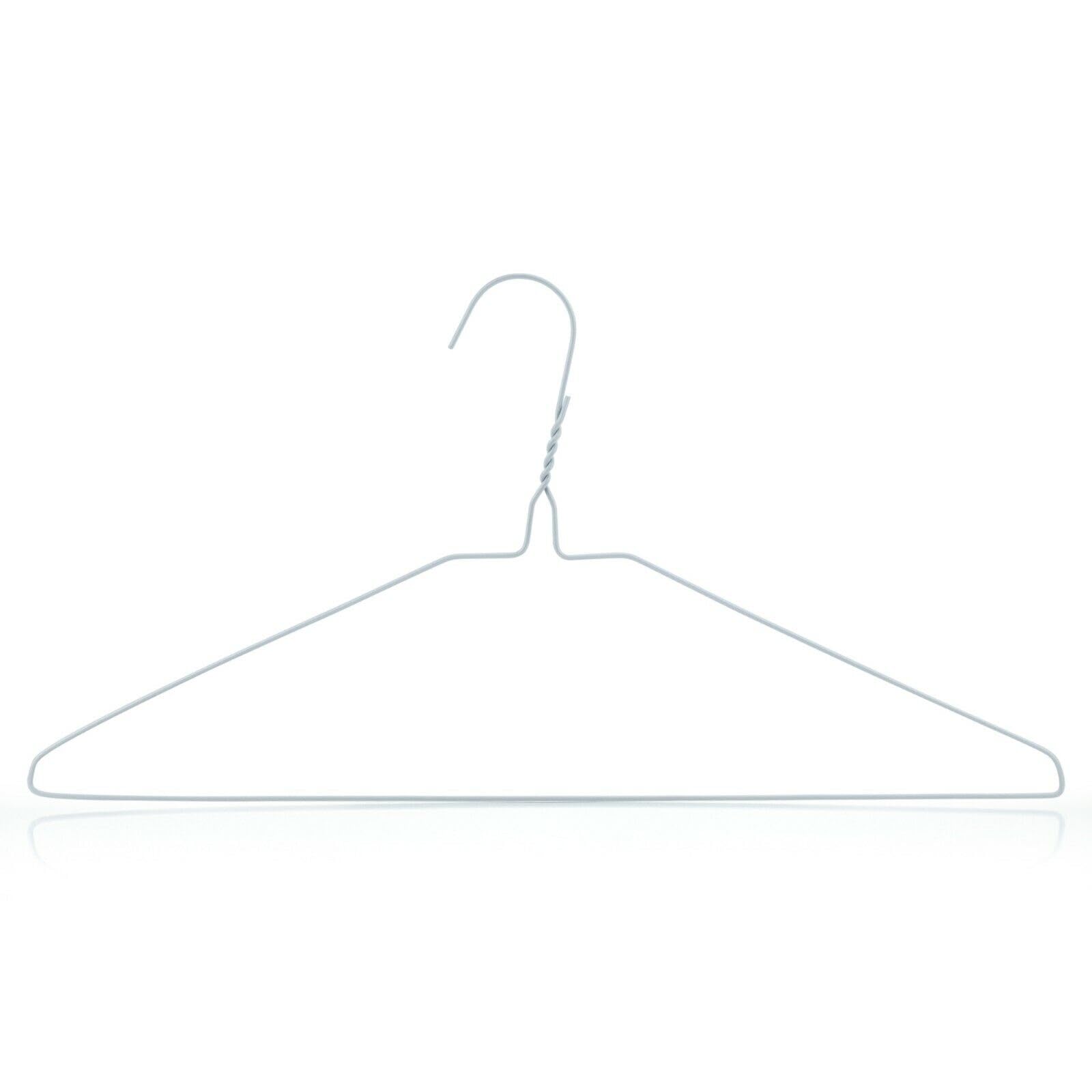 JH AUTOSTORES - A Pack of 20 Clothes Hangers Adult 40cm White Wire Plain Metal Suit Trouser Shirt Bar Steel UK Hangers 40cm 16" 13G
