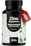 Zinc Bisglicinato 25 mg – 400 Comprimidos – Vegano – Producido en Alemania – Suplemento de Zinc – Analizado en Laboratorio