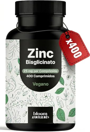 Zinc Bisglicinato 25 mg – 400 Comprimidos – Vegano – Producido en Alemania – Suplemento de Zinc – Analizado en Laboratorio