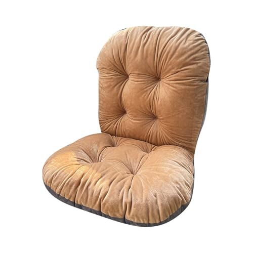 Cojín para silla, cojín de felpa suave con funda extraíble, cojín para silla con respaldo alto y lazos, antideslizante, para coche, hogar, comedor, cocina (marrón, talla única)