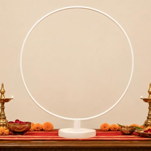 Image of SpecialYou White Round Backdrop Stand for Decor, Ganpati Decoration Stand for Home, Decoration Stand for Backdrop for Pooja Room Decor Items, Ganapati Decoration Items for Home
