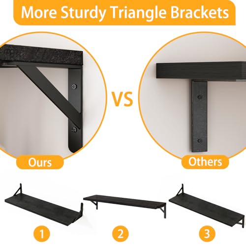 Image of YGEOMER Floating Shelves for Wall, 23in Black Wall Shelves for Living Room, Bathroom, Bedroom, Kitchen, Home Decor (Set of 4)