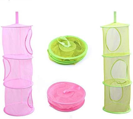 Basumee 2-Pack Hanging Mesh Storage Net – 3 Compartments, Foldable, For Stuffed Animals, Toys, Clothes & More, Purple - View #9