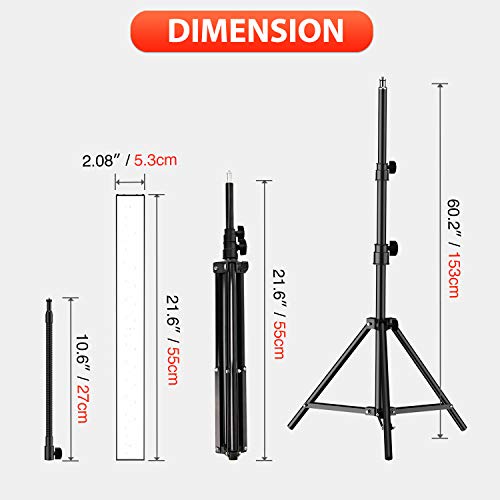 Yesker LED Video Light 2 Packs Dimmable Photography Studio Lighting Kit Color 5500K Adjustable Brightness with Tripod Stand for Camera Video Product Portrait Live Stream Shooting - Thumbnail 5
