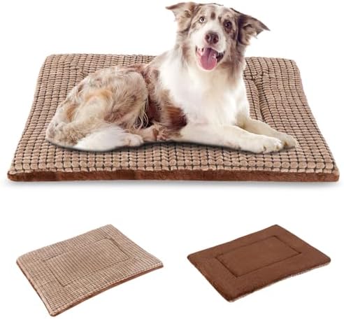 BVAGSS Orthopädisches Hundebett, Waschbar Hundekissen flauschig Hundematte, Umkehrbar Weiche und Warme Hundematte für klein mittel große Hunde XH079 (91x58x4cm,Brown)
