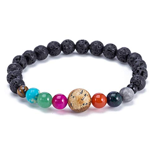 Pierre naturelle bracelet cosmique sun huit planètes en roche volcanique et sept veines